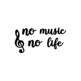 Wallity Escultura de pared No Music No Life en Negro